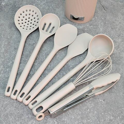 Набор кухонных принадлежностей 8 предметов на подставке, цвет бежевый, Jewel