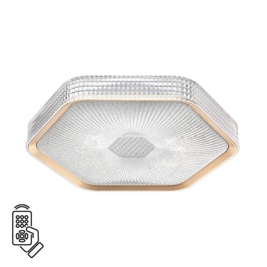 7746/48L PIKO LED SN Светильник металл/пластик/прозрачный/золотистый LED 48Вт 3000-4000-6000K 425х385 IP20 пульт ДУ SPARKS