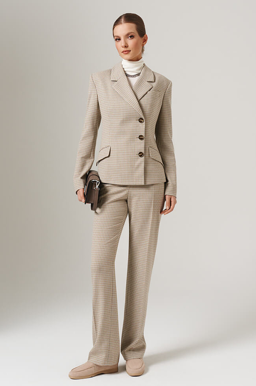 1894 Жакет женский (бежево-оливковый клетка)