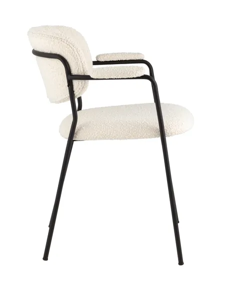 Стул Carol с подлокотниками, белое букле