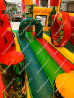 Коммерческий надувной батут «Страна Сафария» с крышей и двумя горками 12*6*6 м