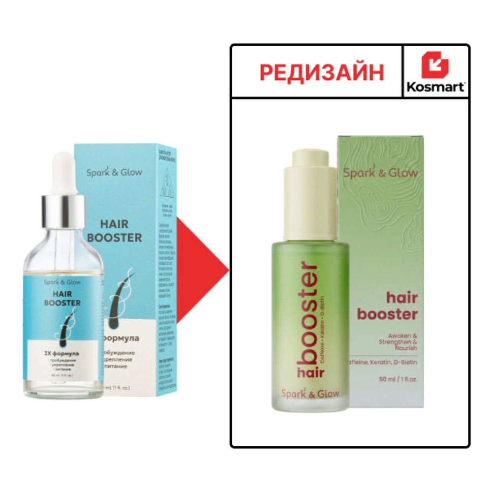 Сыворотка-бустер для кожи головы и волос с кофеином Spark'&Glow Booster serum for scalp&hair, 50мл