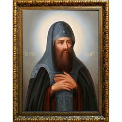 Макарий Печерский, преподобный постник. Икона на холсте.