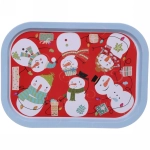 Поднос жестяной 40*28см «Веселые снеговики»