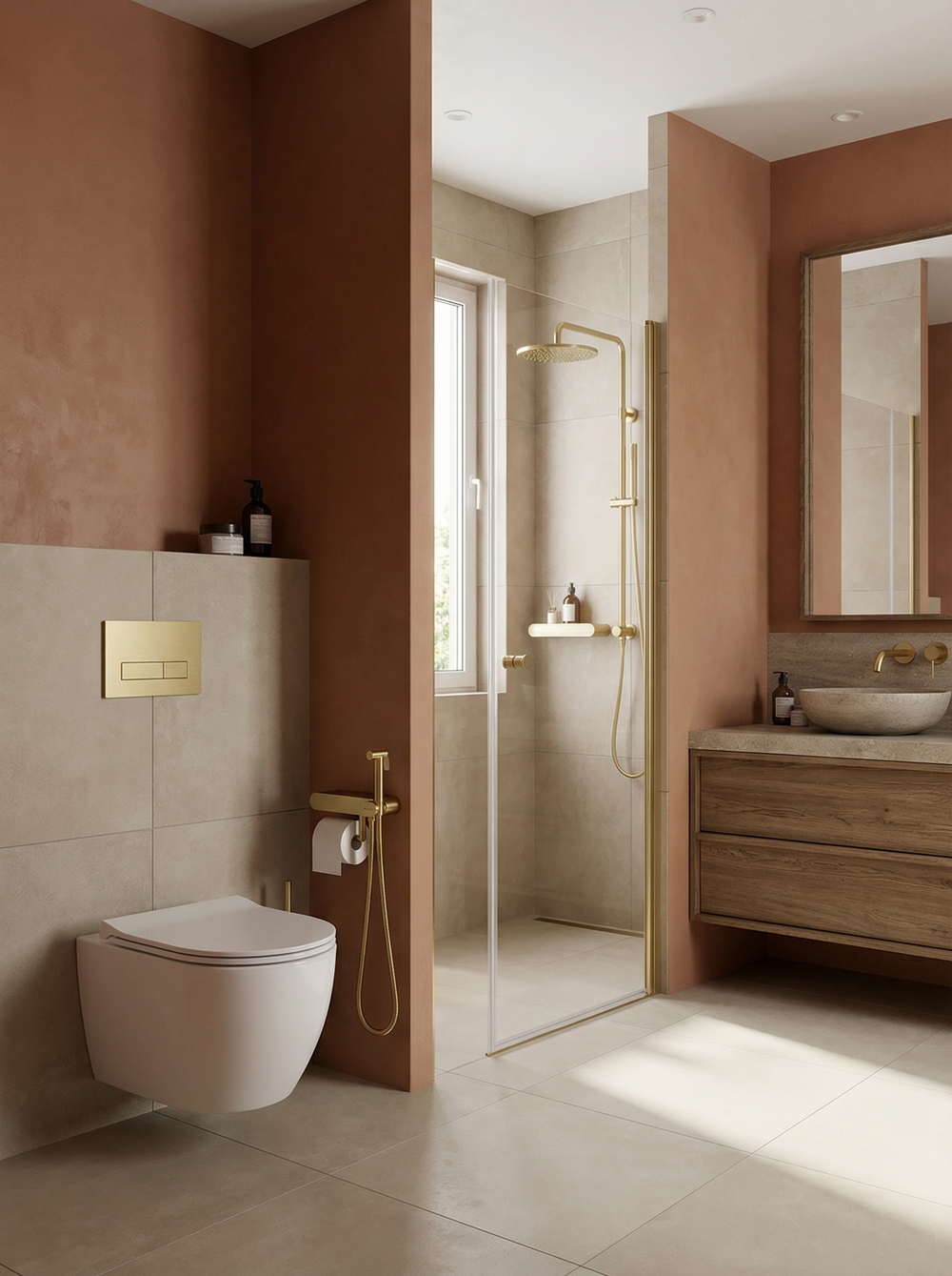 Гигиенический душ STWORKI Вестерос S26155GM со смесителем, матовое золото