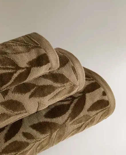 ZARA HOME ЖАККАРДОВОЕ ПОЛОТЕНЦЕ, ТЕМНЫЙ ХАКИ