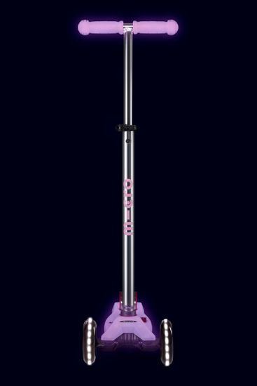 Самокат Maxi Micro Deluxe Glow LED светящийся яркий сиреневый