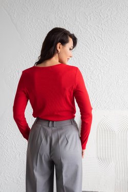 Лонгслив красный из хлопка