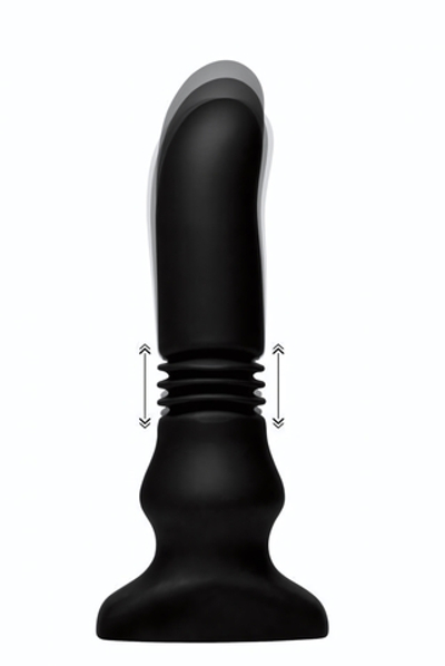 Черный фрикционный вибратор Silicone Vibrating & Thrusting Plug with Remote Control - 17,1 см. (Цвет: черный)
