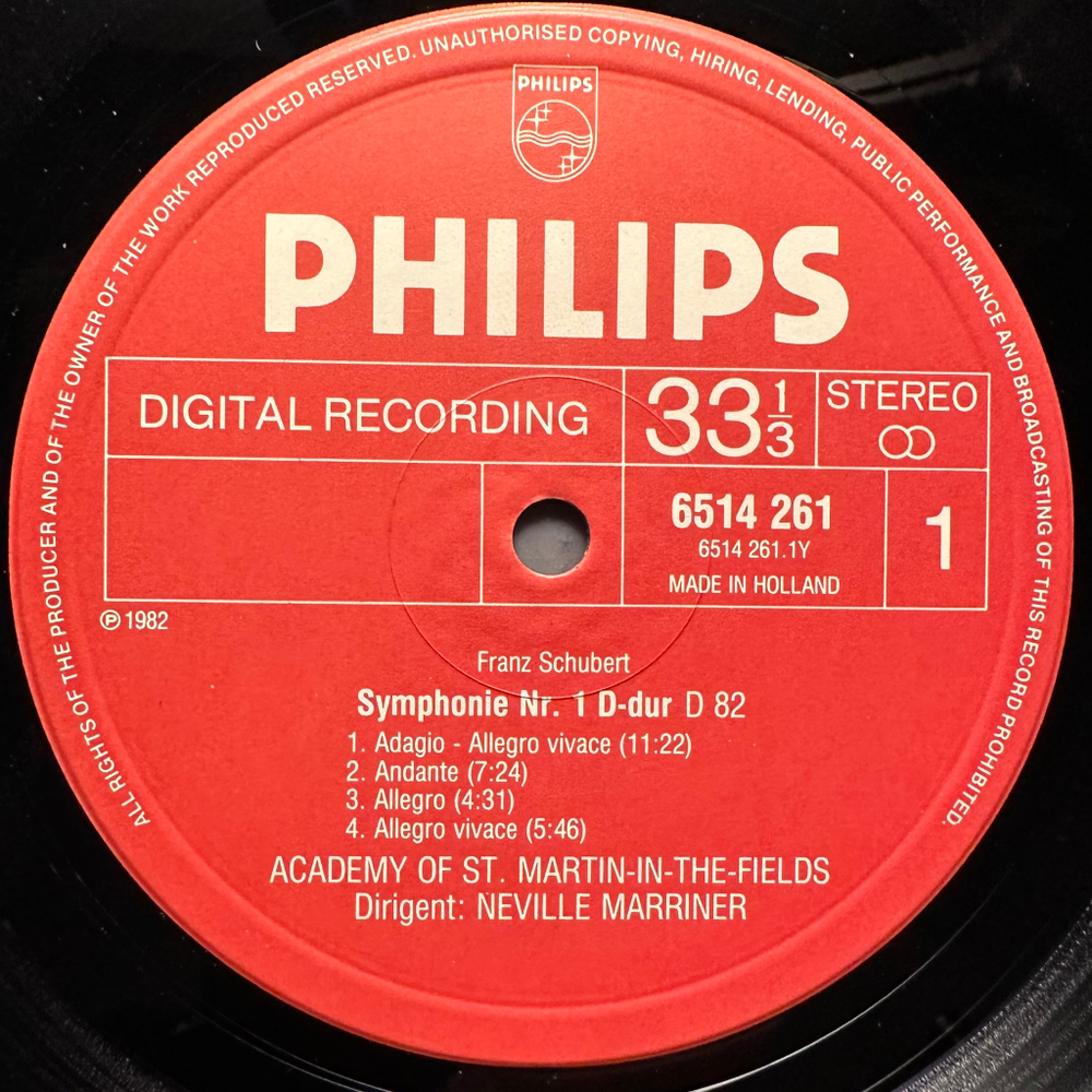 Шуберт - Симфонии №№ 1 и 4 «Трагические» (Голландия 1983г.)