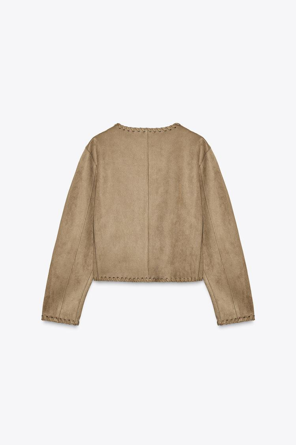 ZARA КУРТКА ИЗ ИСКУССТВЕННОЙ ЗАМШИ С ПЛЕТЕНОЙ ОТДЕЛКОЙ, РЫЖЕВАТО-КОРИЧНЕВЫЙ