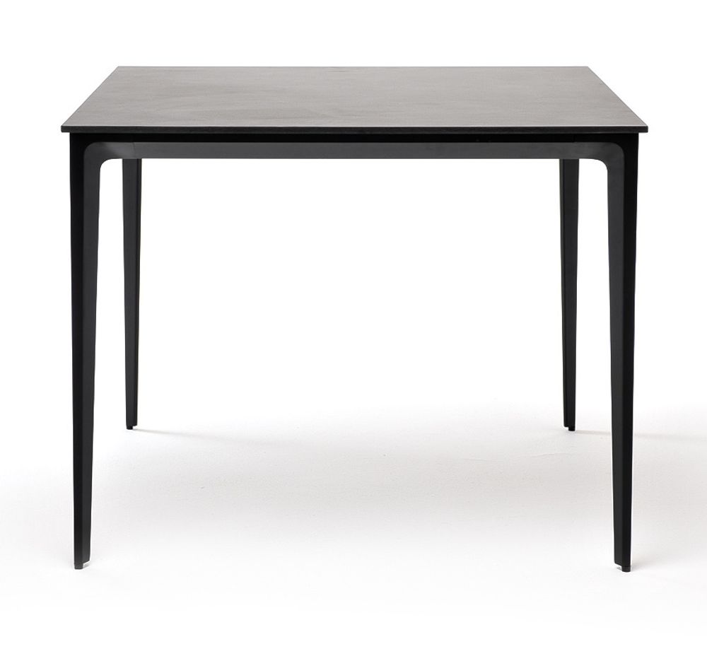 "Малага" обеденный стол из HPL 90х90см, цвет "серый гранит", каркас черный