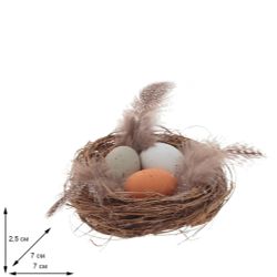 GAEM Изделие декоративное "Гнездо пасхальное", L7 W7 H2,5 см, 2в.