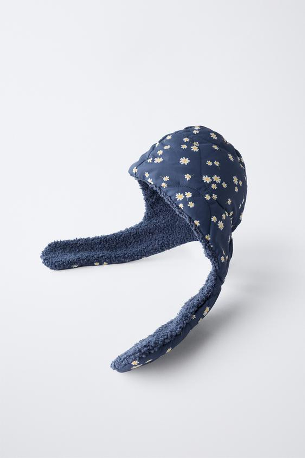 ZARA СТЕГАНЫЙ КАПЮШОН С ПРИНТОМ «МАРГАРИТКИ», МОРСКОЙ СИНИЙ