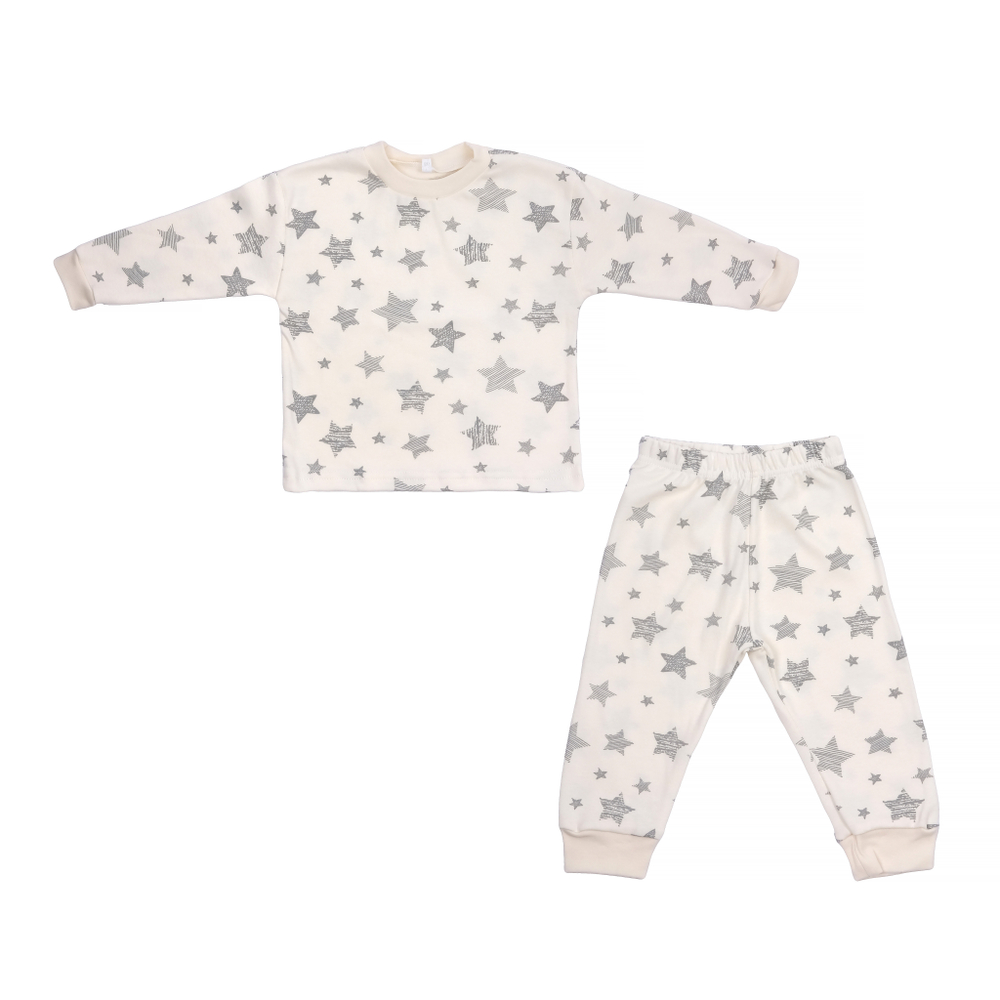Пижама молочного цвета для сна с открытыми ножками принт со зведами