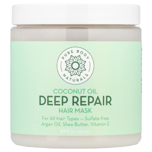 Pure Body Naturals, маска для глубокого восстановления волос с кокосовым маслом, 260 мл (8,8 жидк. унции)