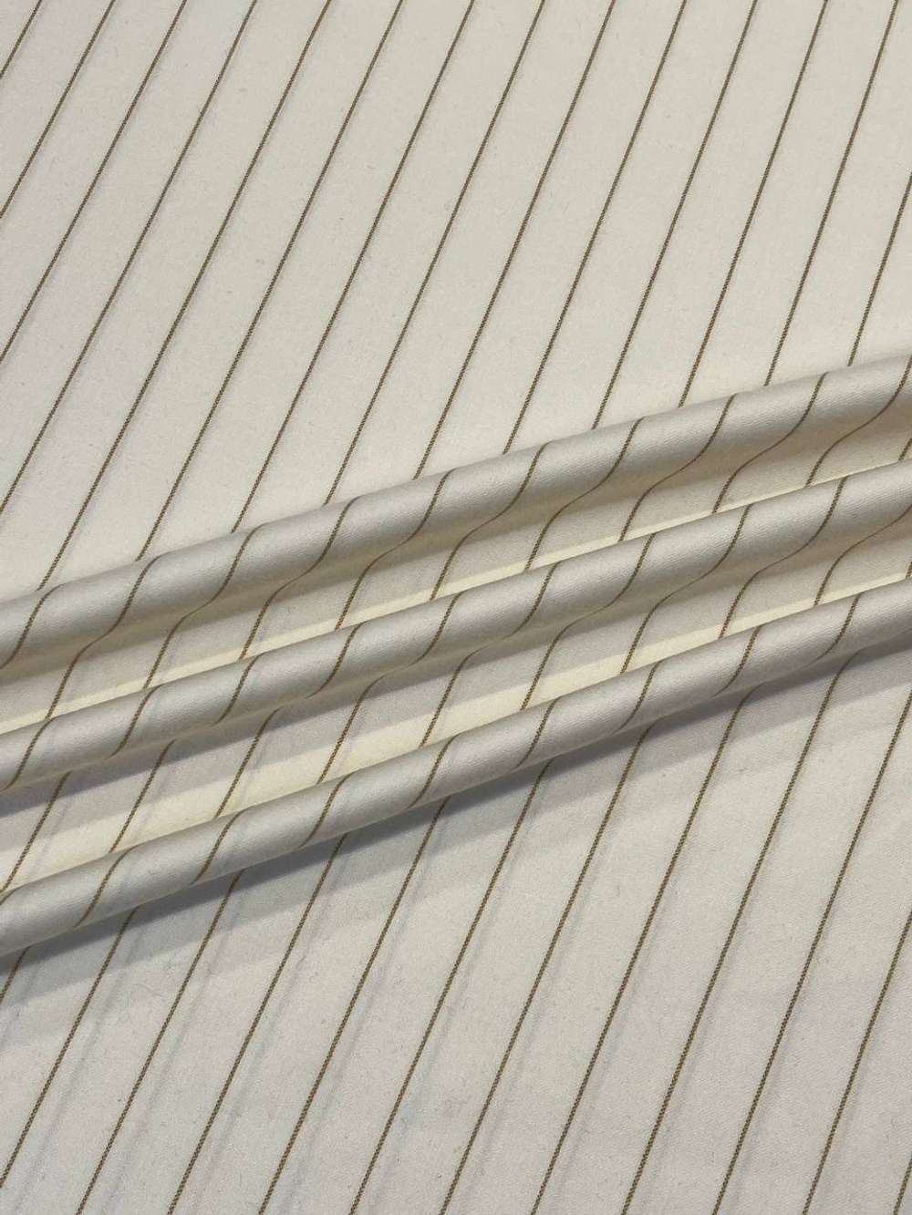 Шерсть костюмно-плательная молочная в желтую полоску