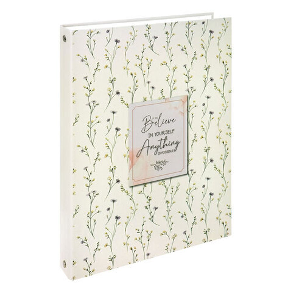 Тетрадь на кольцах БОЛЬШАЯ А4, 215х305 мм, 100 л., твердый картон, клетка, BRAUBERG, "Цветы", 405412