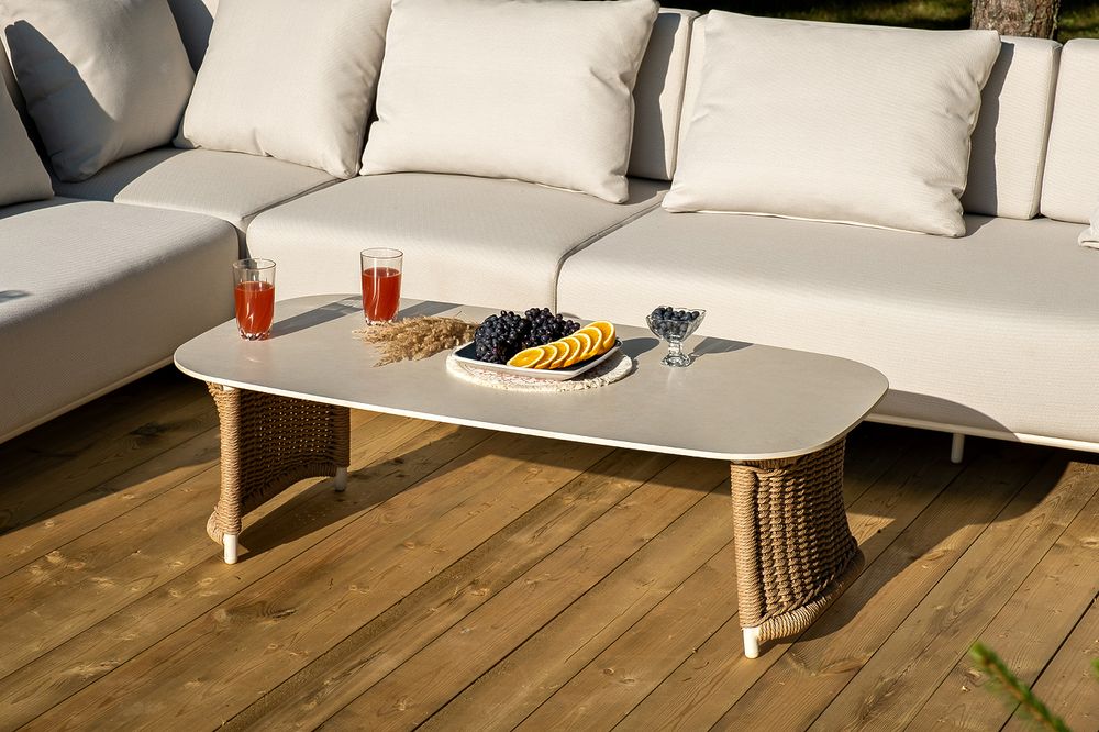 "Мальдивы" трансформирующаяся лаунж-зона из искусственного ротанга, цвет соломенный