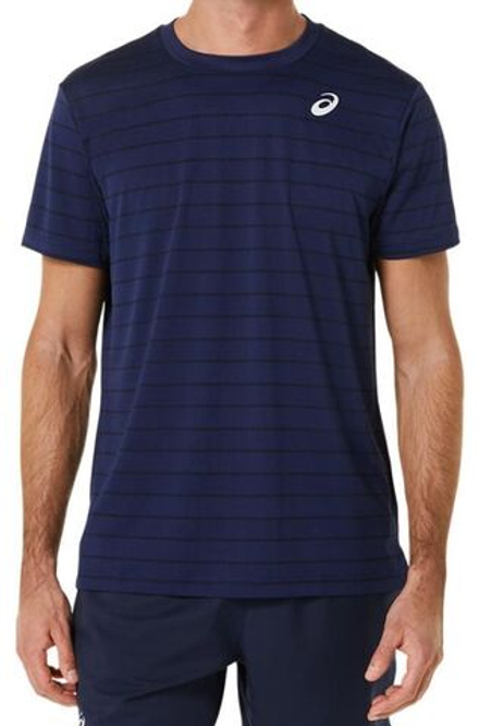 Мужская теннисная футболка Asics Court Stripe SS Top - черный