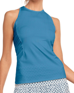 Женский топ теннисный Lucky in Love Playing In параdise In A Ruche Tank - aegean blue