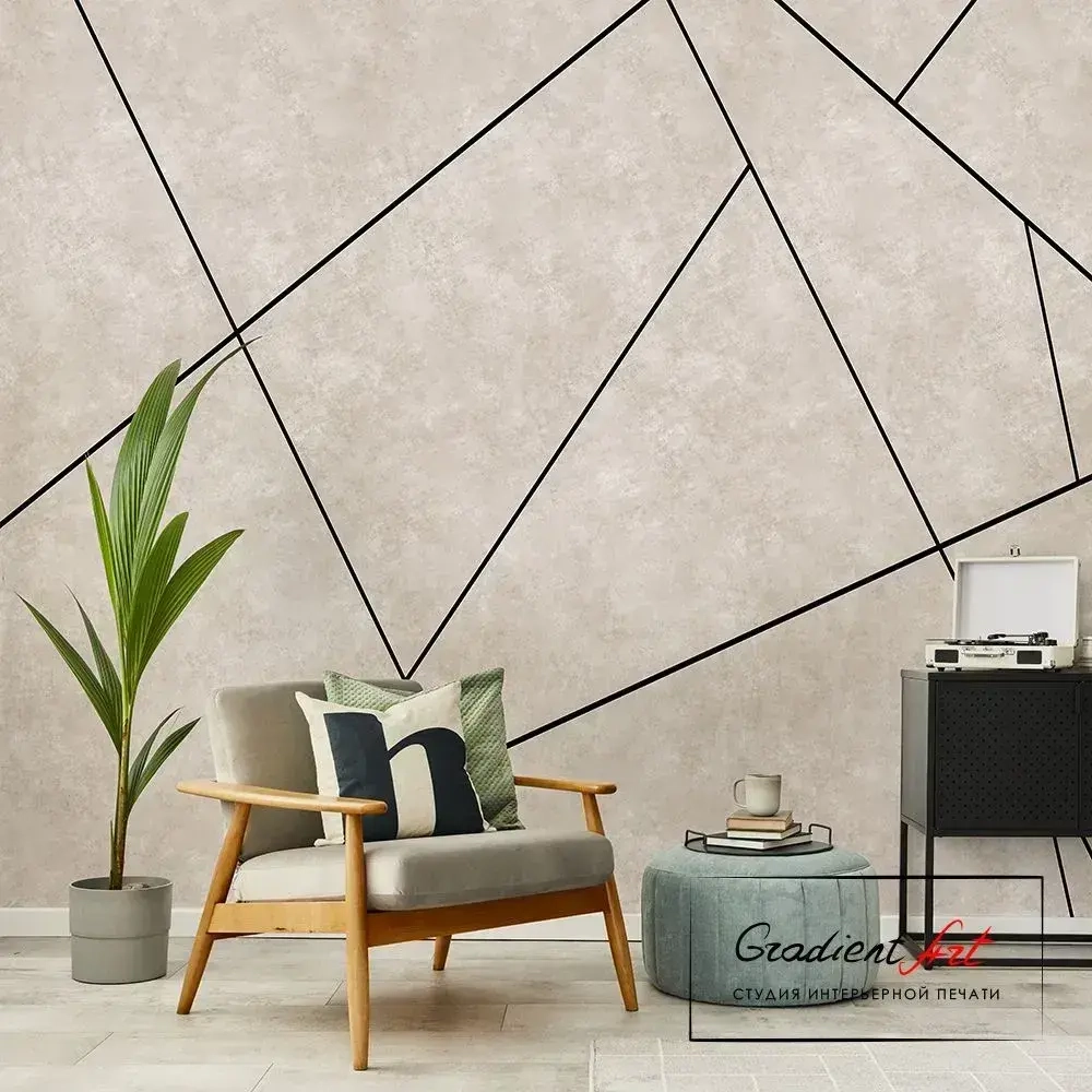 Фотообои лофт бетон геометрия "Геометрия" 420см x 270см флизелин премиум моющиеся, GradientArt GMB420270BE