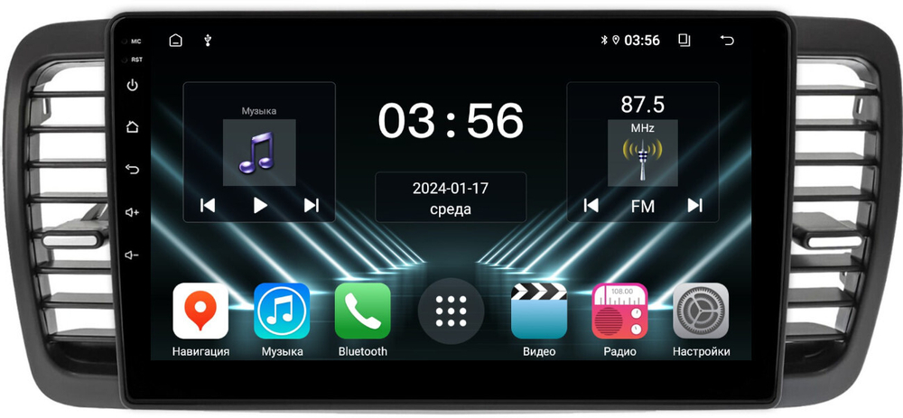 Магнитола для Subaru Legacy 4, Outback 3 2003-2009 (правый руль) - FarCar DX9-3069R монитор 9" IPS на Android 13, 4+64Гб, CarPlay