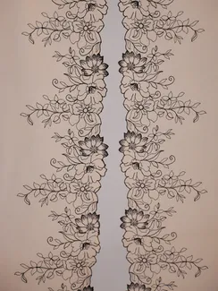 05-167 ОПТ Вышивка на неэл. сетке 21 см, насыщенно-бежевый/черный (левая)