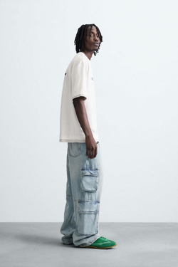 ZARA ФУТБОЛКА С ТЕКСТОВЫМ ПРИНТОМ, БЕЛЫЙ