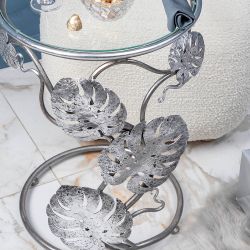 Столик приставной Monstera Deliciosa (Монстера) Античное серебро