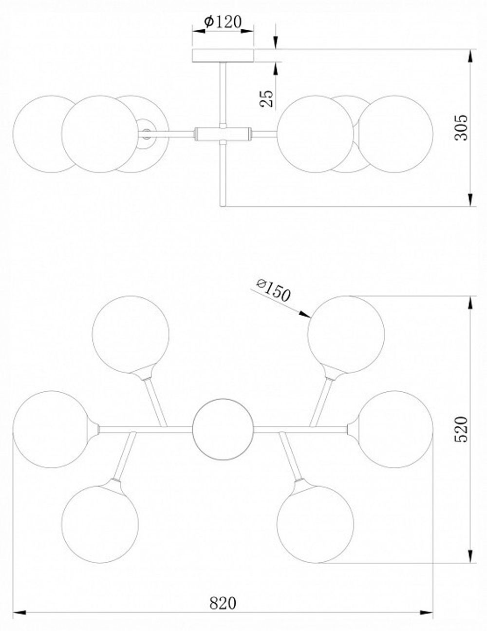 Люстра на штанге Freya Maddison FR5115PL-06BZ1
