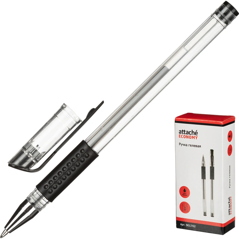 Ручка гелевая неавтоматическая Attache Economy черная (толщина линии 0.5 мм)