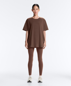 Oysho Футболка оверсайз с коротким рукавом из хлопковой смеси, светло-коричневый