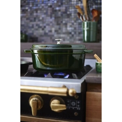 STAUB Чугунная форма для запекания Cocotte овальная 27см 3,2л зеленая (сорт II)