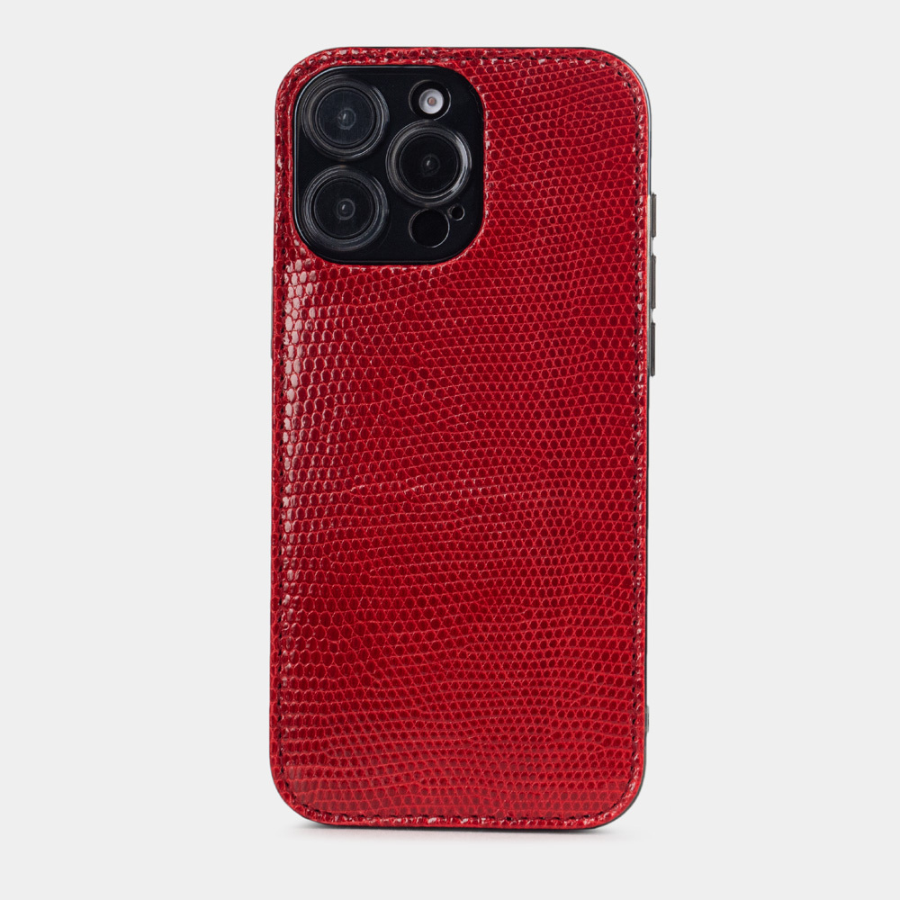 Чехол для iPhone 16 Pro Max из кожи ящерицы, красного цвета