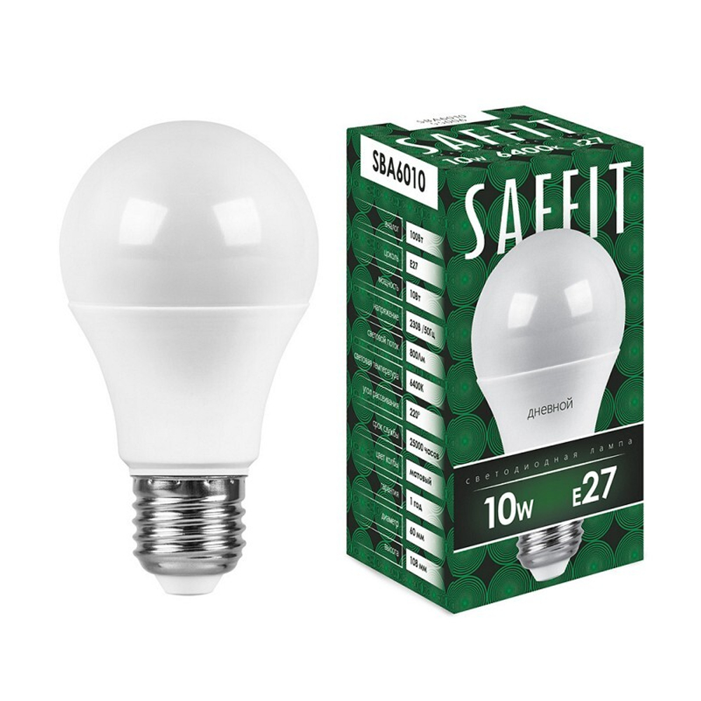 Лампа светодиодная. 10W 230V E27 6400K A60. SBA6010