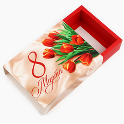 Коробка 20*15*5 см 8 марта - шёлк