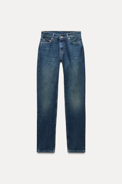 ZARA ДЖИНСЫ ПРЯМОГО КРОЯ С НИЗКОЙ ПОСАДКОЙ — ZW COLLECTION, СИНИЙ