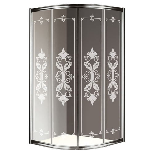 Душевой уголок Cezares Giubileo R2 90x90 GIUBILEO-R-2-90-SCORREVOLE-CP-Cr профиль Хром стекло прозрачное с матовым рисунком