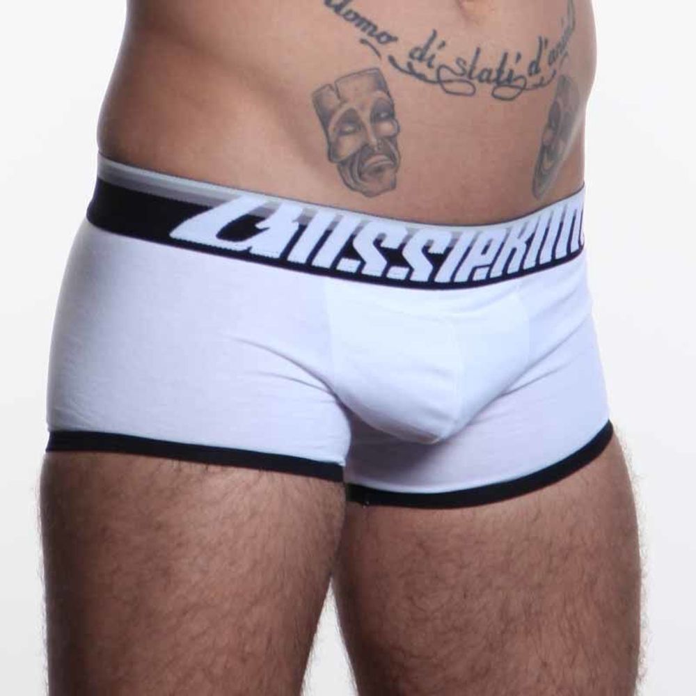 Мужские трусы хипсы Aussiebum Bodifom  Tone Hip White с серой резинкой  AB00189