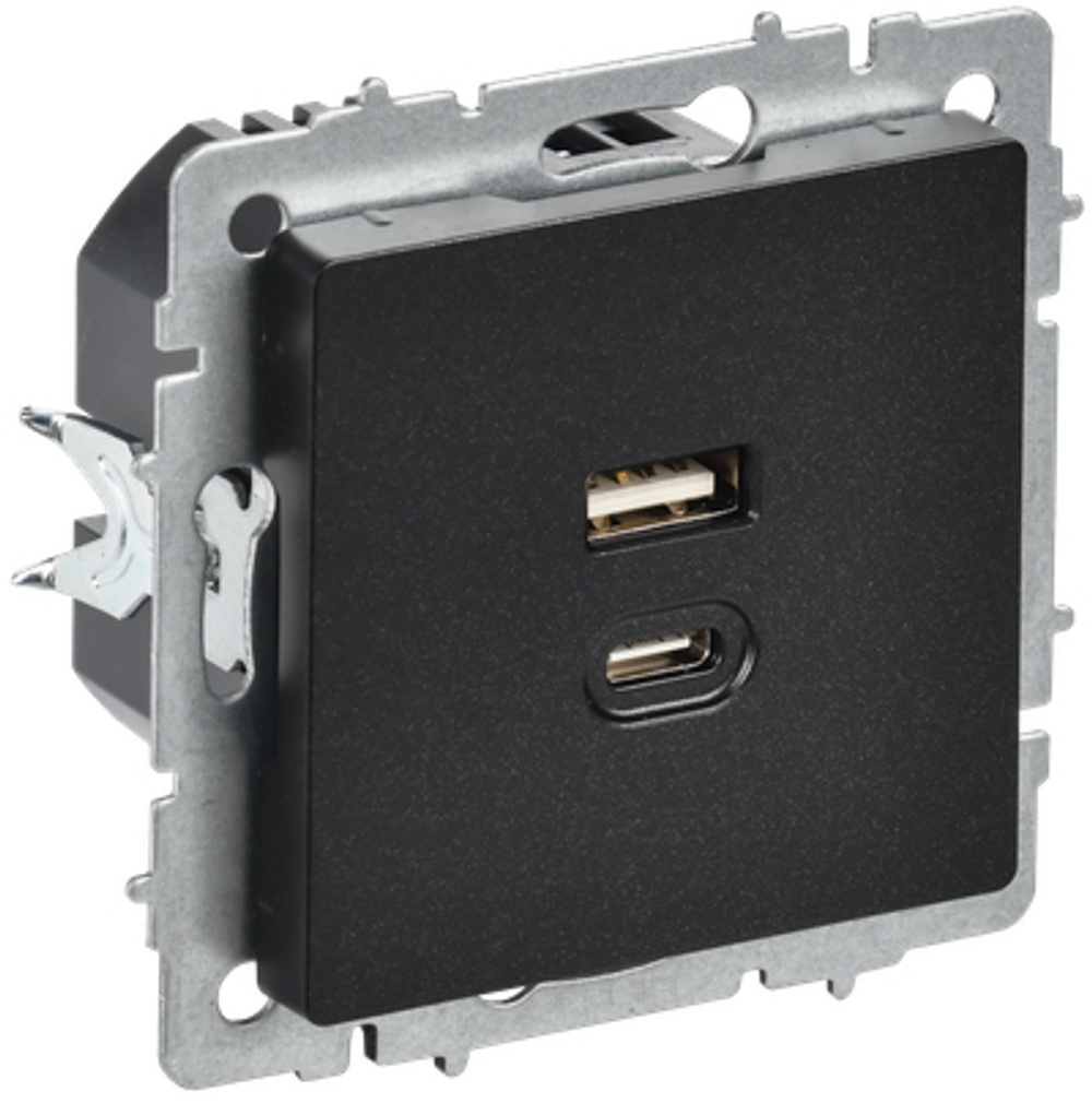 BRITE Розетка USB A+C 45Вт высокоскоростная зарядка РЮ11-2-БрЧ черный IEK