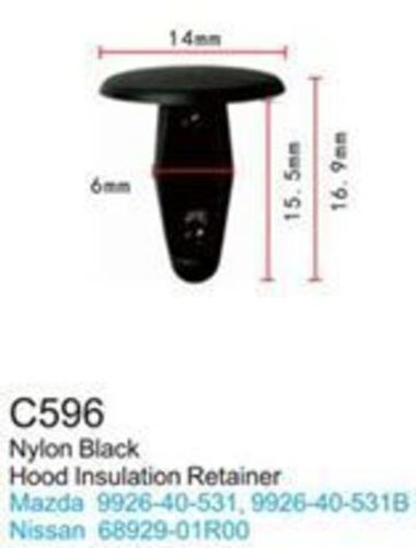 Клипса для крепления внутренней обшивки а/м Ниссан пластиковая (100шт/уп.) Forsage клипса C0596(Nissan)