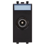 Розетка TV проходная модульная, "Avanti", "Черный квадрат", 1 модуль