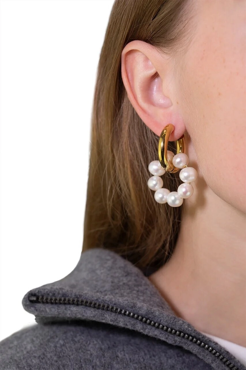 Серьги Несовпадающие Нефрит и Жемчуг – Зеленые