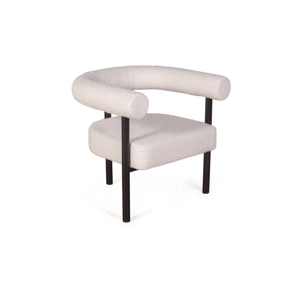 Кресло Biggi, букле Turin ivory / опоры черные