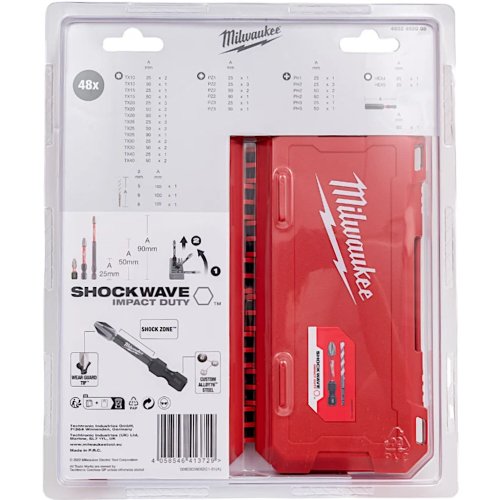 Набор бит Milwaukee SHOCKWAVE 48шт GEN III кейс