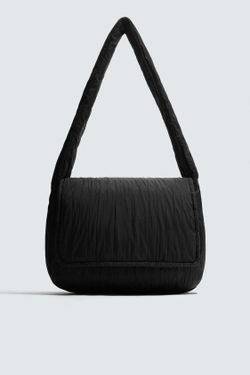 ZARA СТЕГАНАЯ НЕЙЛОНОВАЯ СУМКА ЧЕРЕЗ ПЛЕЧО, ЧЕРНЫЙ
