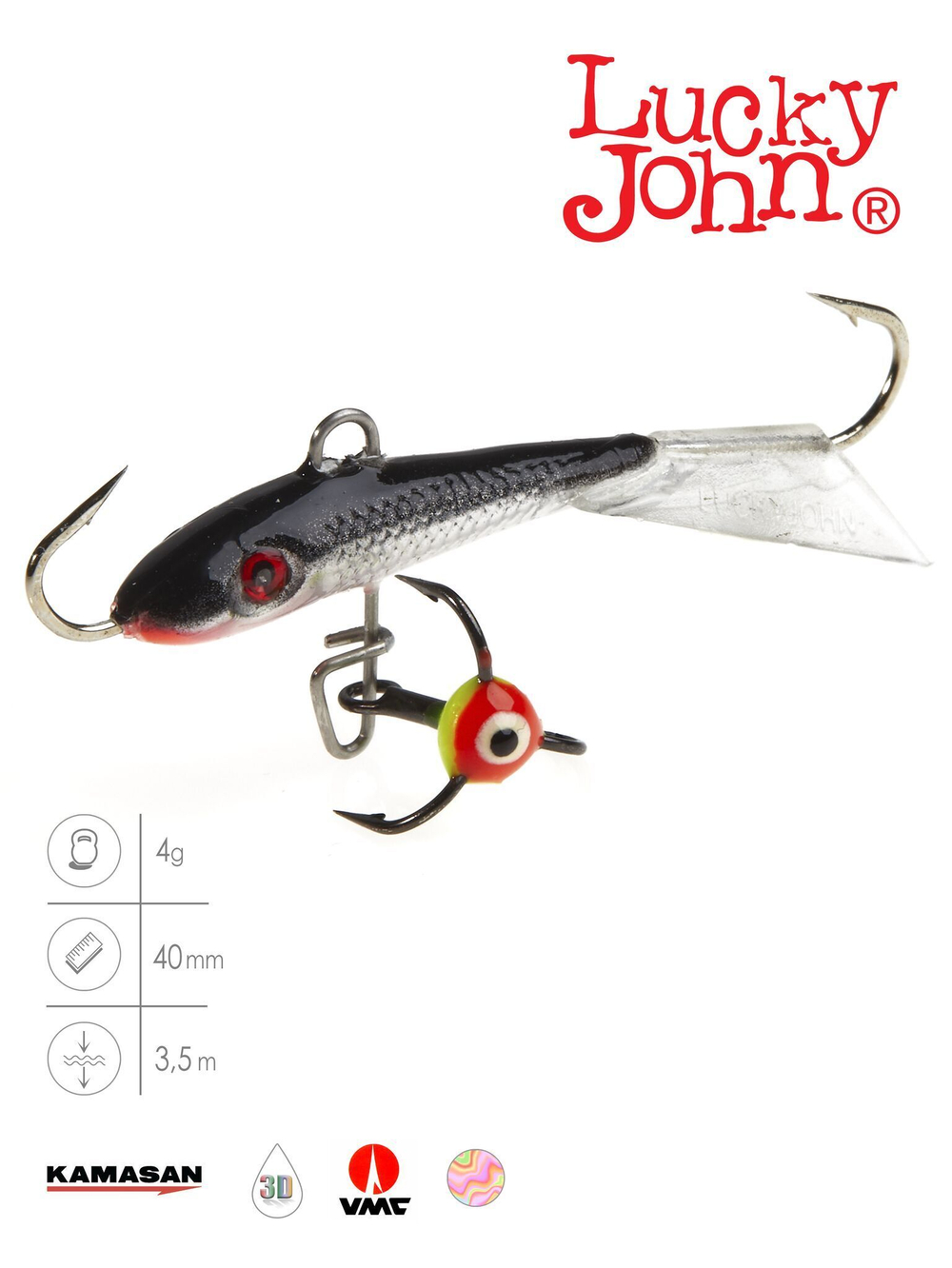 Балансир Lucky John FIN 3 с тройником 40мм/20 блистер