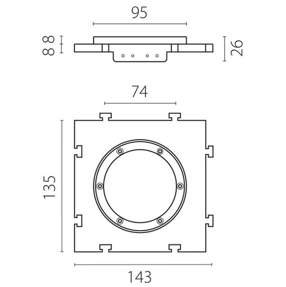 Рамка скрытого монтажа (суппорт д/натяжного потолка) д/встраиваемых светильников с наружным диаметром 80-90мм Anello Lightstar 012000