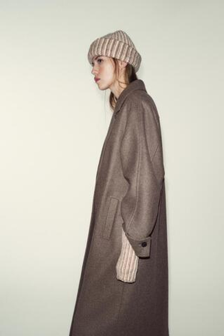 ZARA КОМБИНИРОВАННАЯ ШАПКА БИНИ ИЗ ТРИКОТАЖА, БЕЖЕВЫЙ